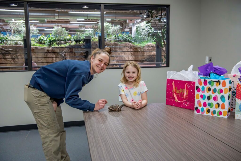 Young girl celebrating her birthday at the Zoo