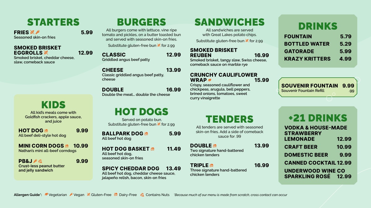 Nourish 414 menu for Wild Lights