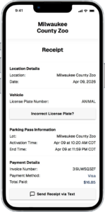 Screenshot of parking receipt